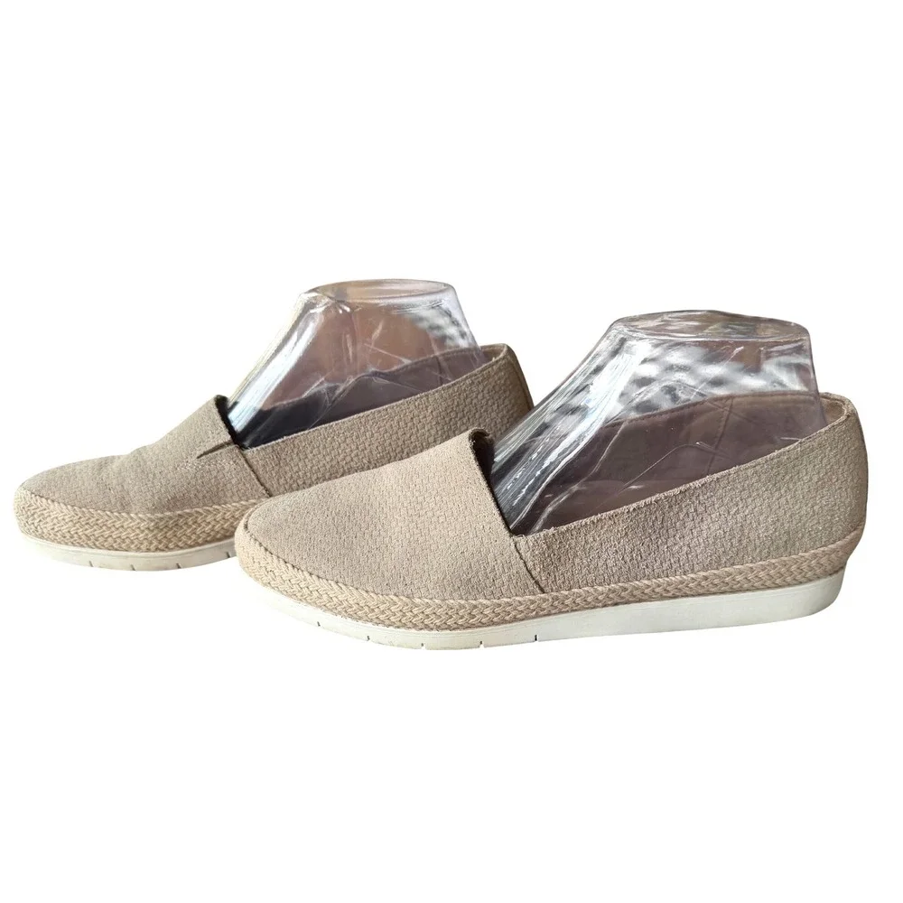 Donald‎ Pliner Womens Tan Suede Basketweave Espadrille Slip On Sneakers Size 9.5